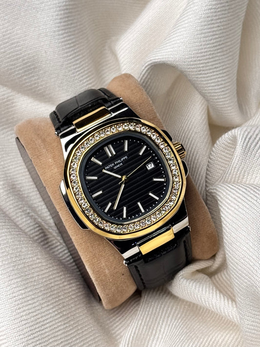 Pat Philippe Leather Strap Black Dial