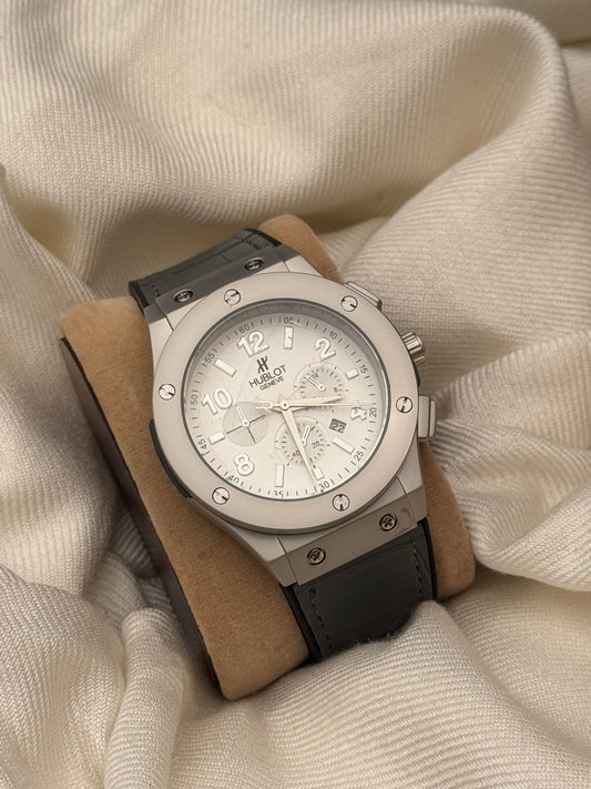 Big Bang White Dial Grey Strp